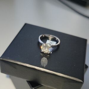 2 Karat Moissanite 18 Kt Gold Sterling Silver Ring